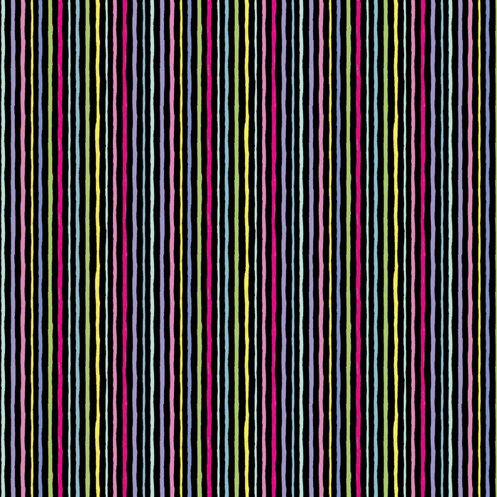 Parisian Stripe Black/Multi color 44" fabric by Benartex, 16459-12, Cats in Paris