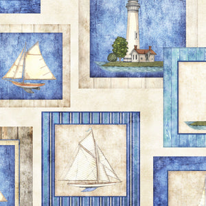 Coastal Patch 108" fabric by Quilting Treasures, 29262-E,  Lighthouses