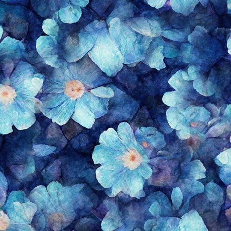 Blue Dancing Blossoms 108" fabric by Quilting Treasures, 30218-W