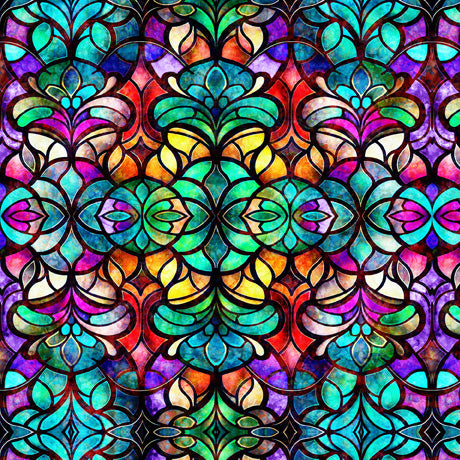 Stained Glass 108" fabric by Quilting Treasures, 30398-Q, Radiant Refelections