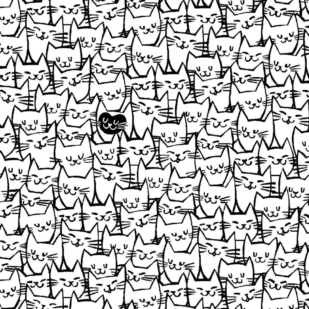 White Packed Cats 108" fabric by Windham, 51120-1