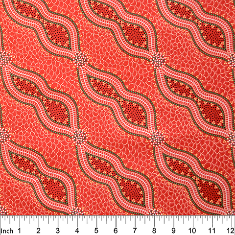 Bush Spinifex Tango 44" fabric by M&S Textiles, Australian Aboriginal, BUSTR