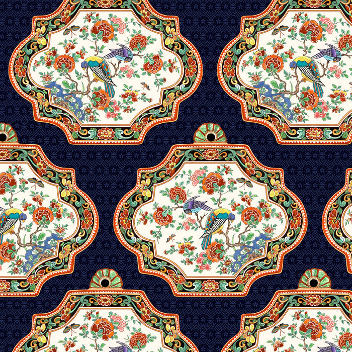 Ink Imari Bird And Flower 44" fabric by Michael Miller,  DDC12134-INKX, Silk Road