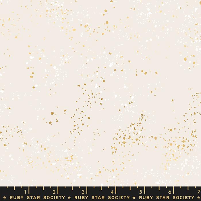 White Metallic Gold Speckled 108" fabric by Moda, RS5055 14M, Ruby Star