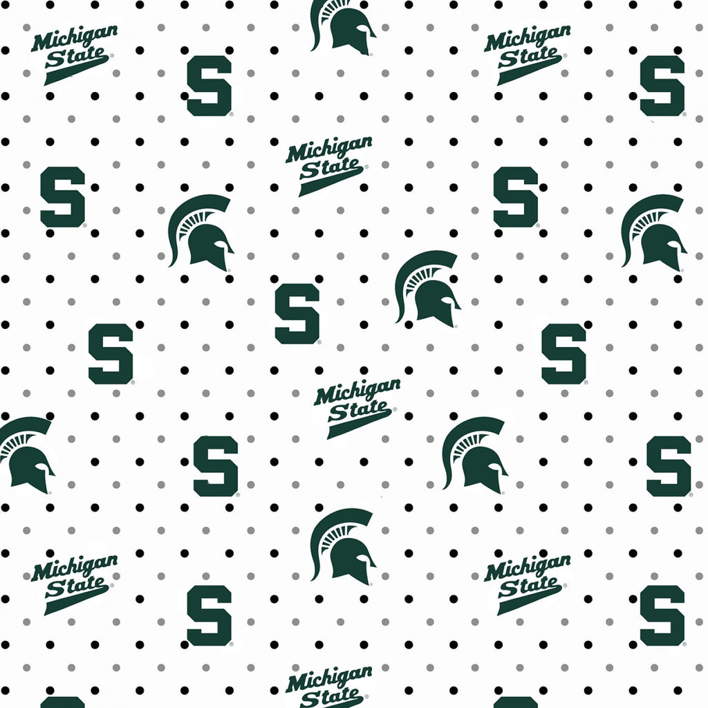 NCAA-Michigan state Pin Dot 44" fabric, Sykel, MIST-1323