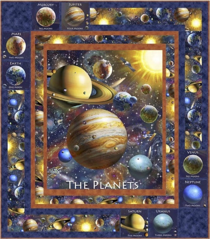 The Planets Quilt Kit by Pine Tree Country, Quilting Treasures fabric, measures 49" x 56", Planetary Paths