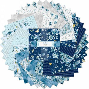 Blue Breeze Floral 10" squares by Wilmington, 518-703-518