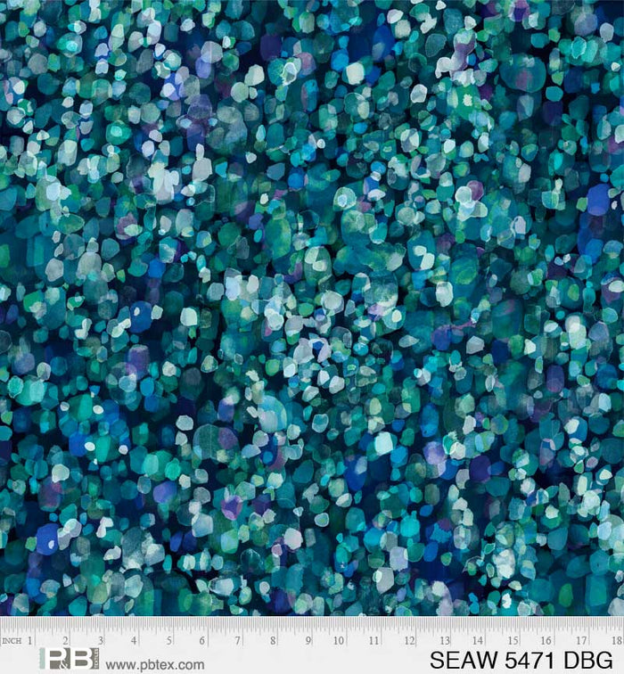 Blue-Green Seaglass 108" fabric by P&B, SEAW 05471-DBG