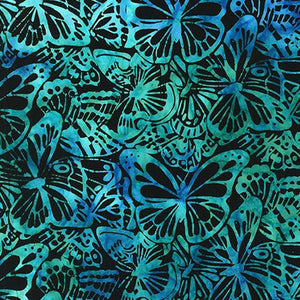 Butterflies 44" batik fabric by Robert Kaufman, Peacock SRK 20465 78