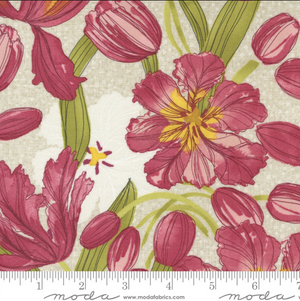 Cream Floral 44" fabric by Moda, 48710-11, Tulip Tango by Robin Pickens