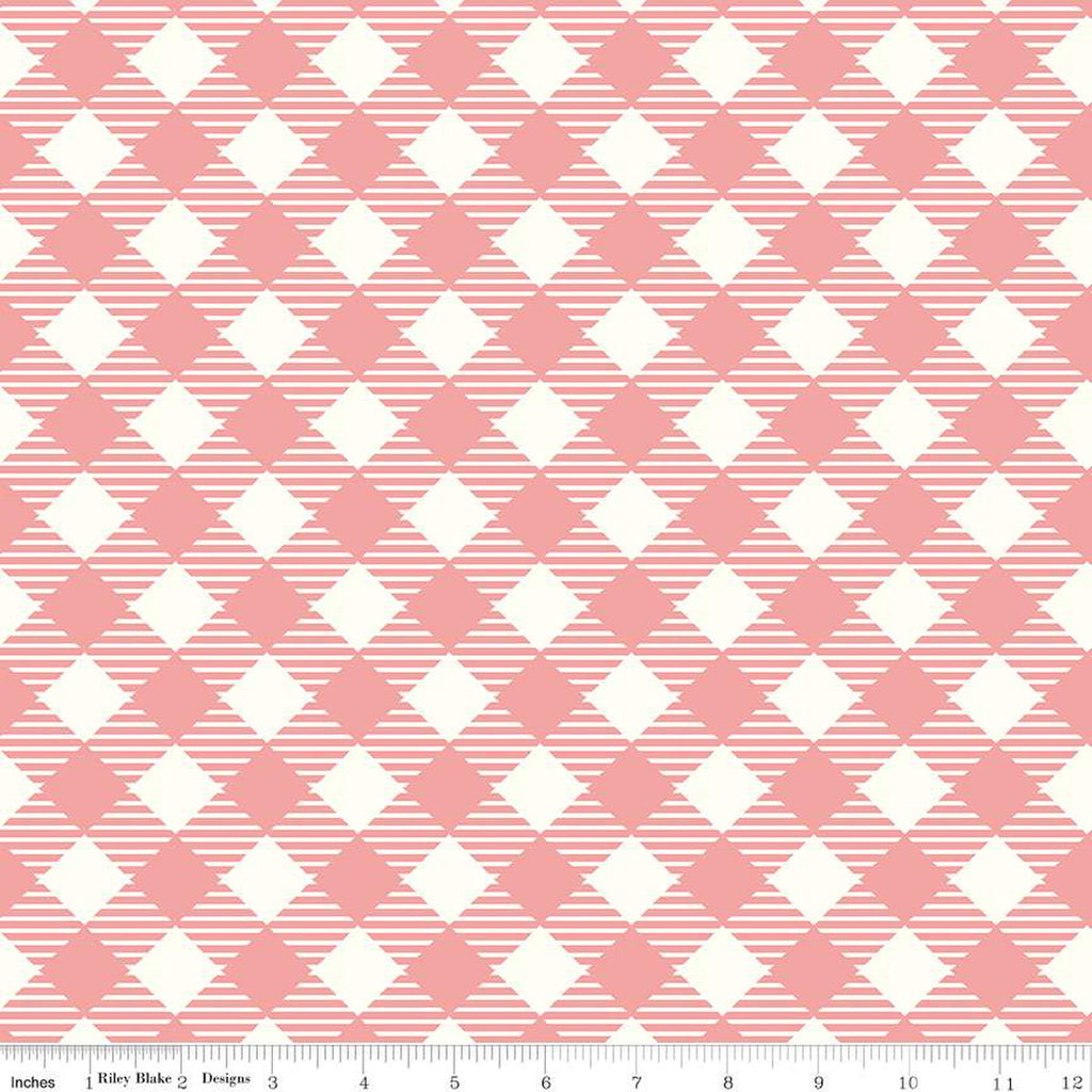 Coral Gingham 108" fabric by Riley Blake, WB12562-Coral