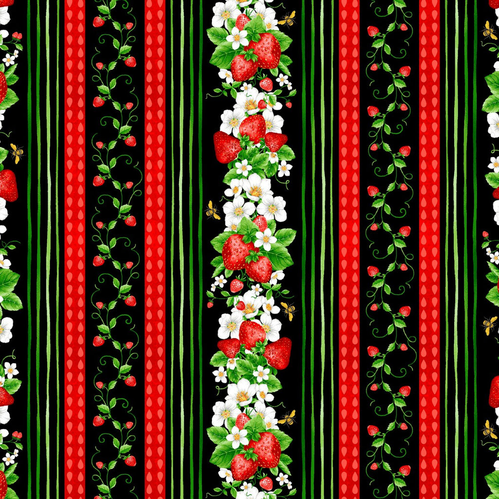 Strawberry Fields 11" stripe 44" fabric by Timeless Treasures, C1047