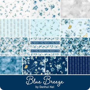 Blue Breeze Floral 10" squares by Wilmington, 518-703-518