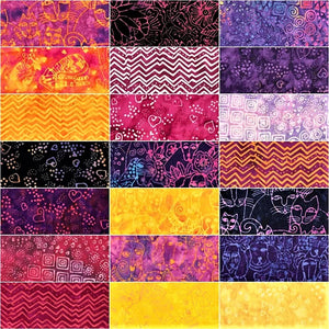 Laurel Burch for Clothworks Batik Menagerie - Sunrise Jelly Roll ST0194, 2-1/2" Strips