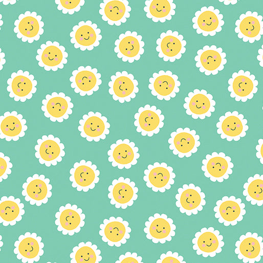 Sunny Side Turquoise 44" fabric by Benartex, 13205-84, Playhouse Pals