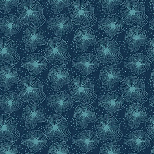 Blue Textured Lilly Pads 44" fabric, Studio-E, 6026-77, Koi Garden