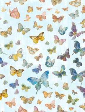 Blue Butterflies 44" fabric by Wilmington, Butterfly Haven, 89203-45