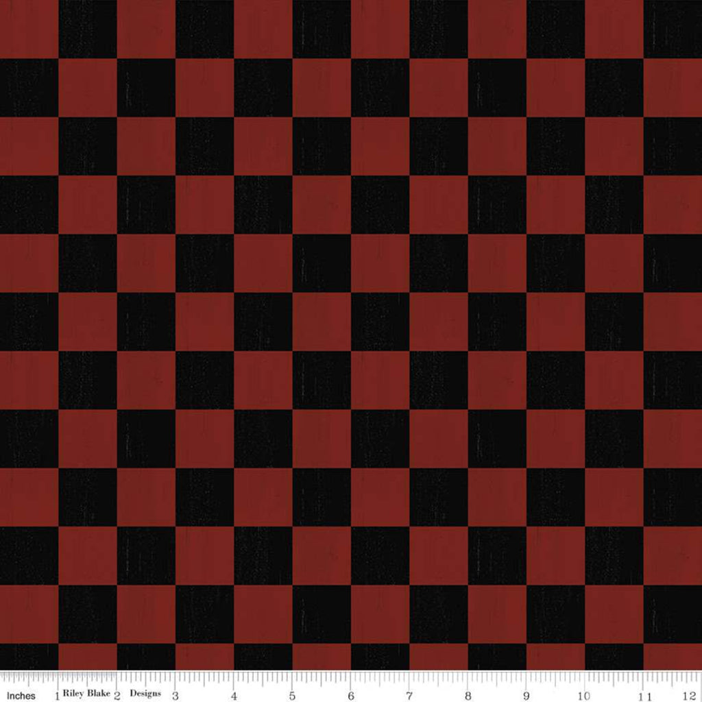 Black & Red Chess Board 44" fabric by Riley Blake, I'd Rather Be Playing Chess, C11261-blackred