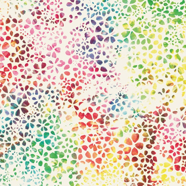 Multi color mini flower 44" batik by Hoffman, S2362-145-Spring