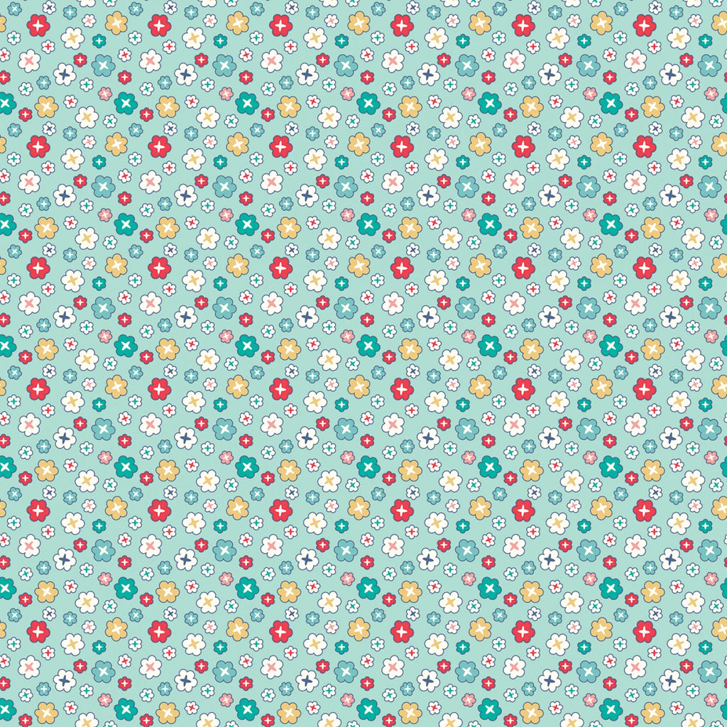 Blue with Petite Flowers 108" fabric by Riley Blake, WB9136-Song, Vintage Happy 2